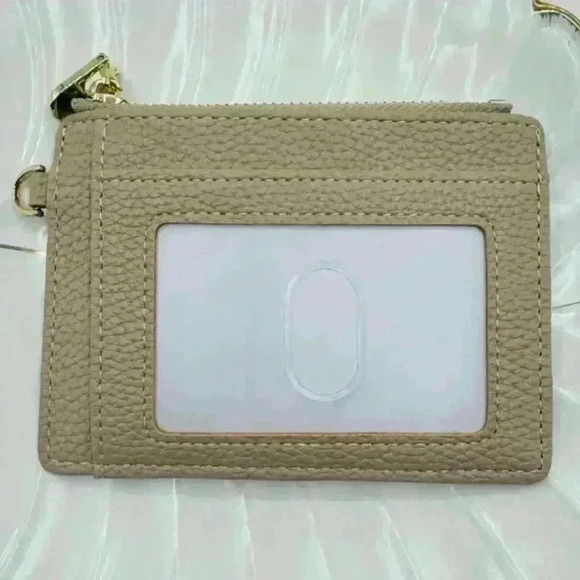 Khaki Card Keychain Wallet wristlet w/ refillable sanitizer bottle - Picture 3 of 6